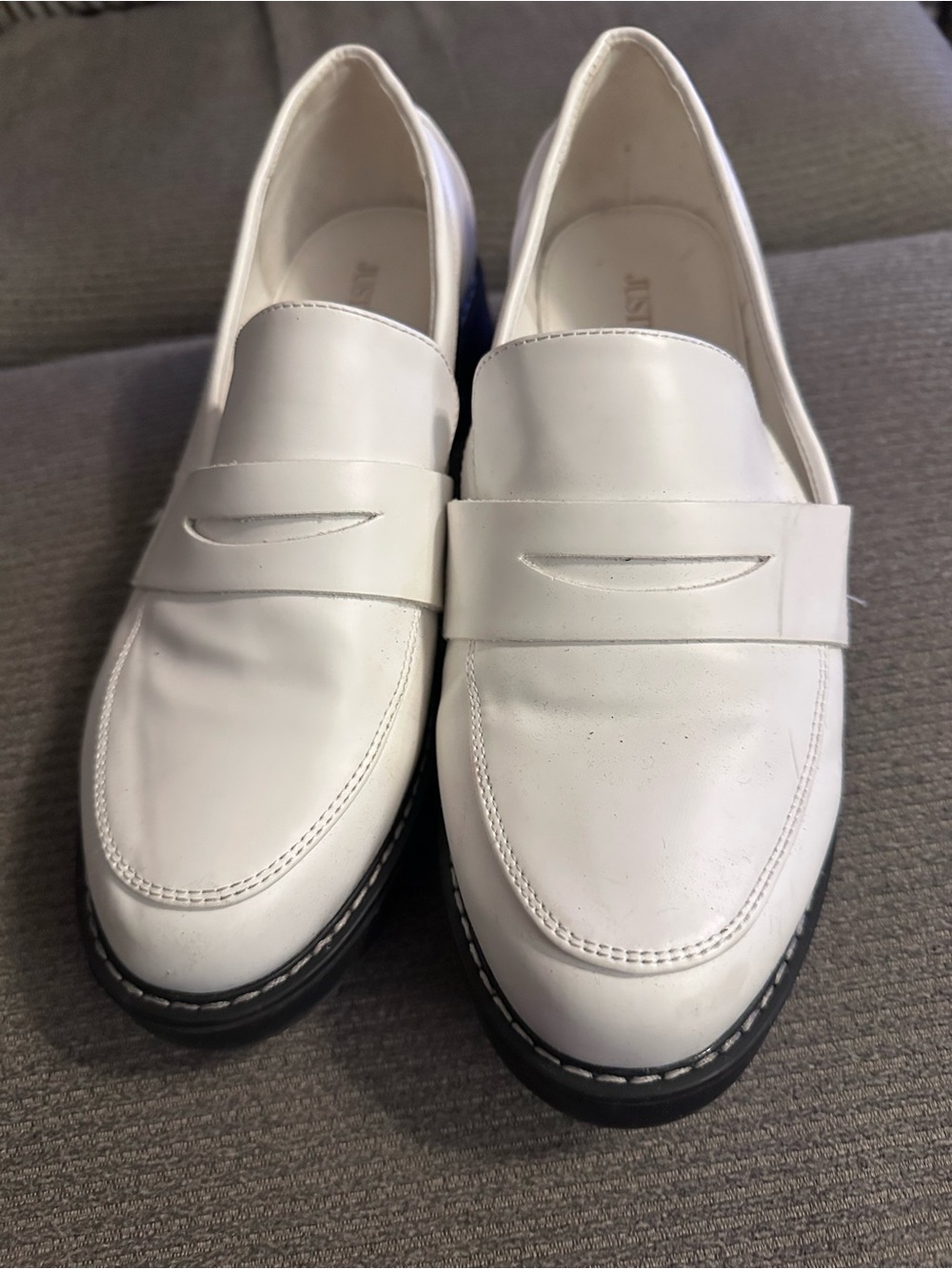 JustFab White Leather Penny Loafers for Women